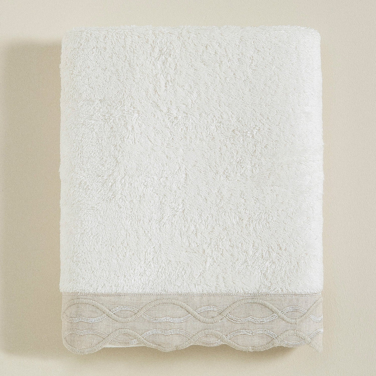 Handdoek | Border - Ecru | Bamboe & Katoen - Pure Harmony