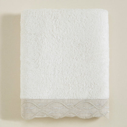 Handdoek | Border - Ecru | Bamboe & Katoen - Pure Harmony