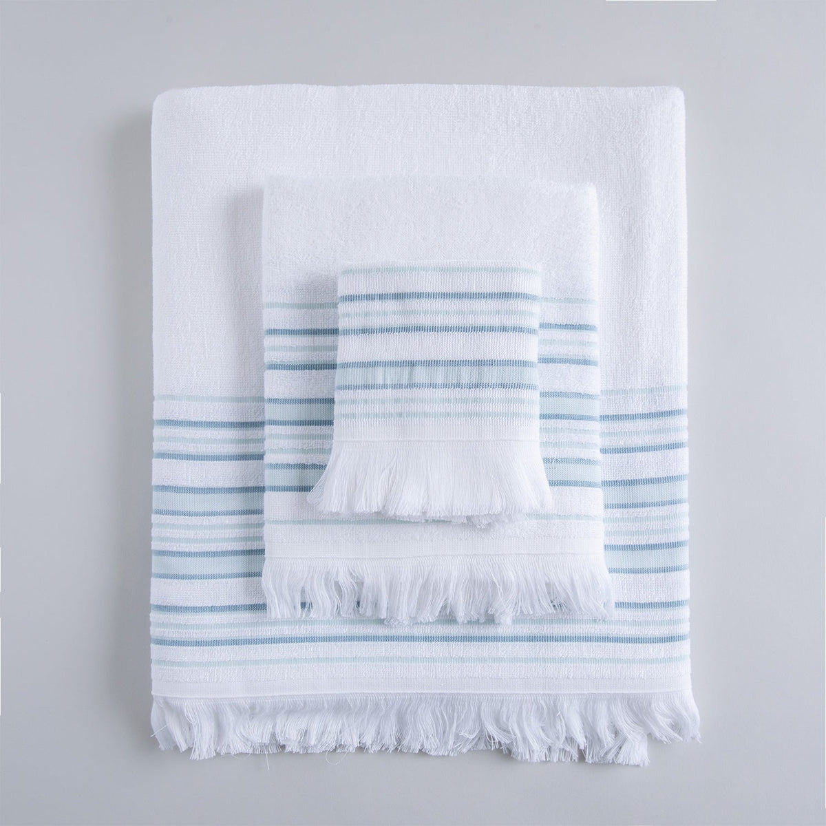 Handdoek | Derin - Wit/Lichtaqua | Bamboe & Katoen - Pure Harmony