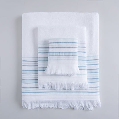 Handdoek | Derin - Wit/Lichtaqua | Bamboe & Katoen - Pure Harmony