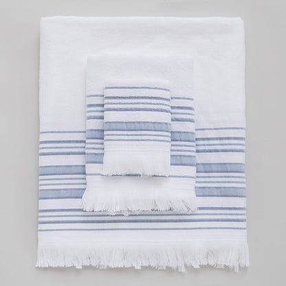 Handdoek | Derin - Wit/Marineblauw | Bamboe & Katoen - Pure Harmony